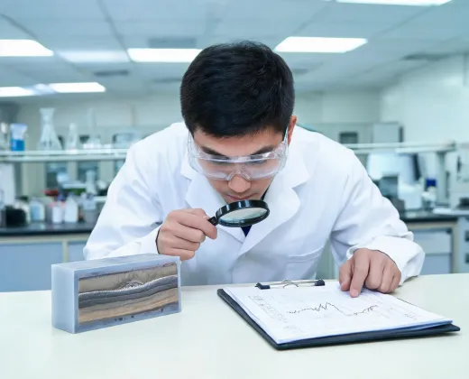 Weld inspector examining a macro sample